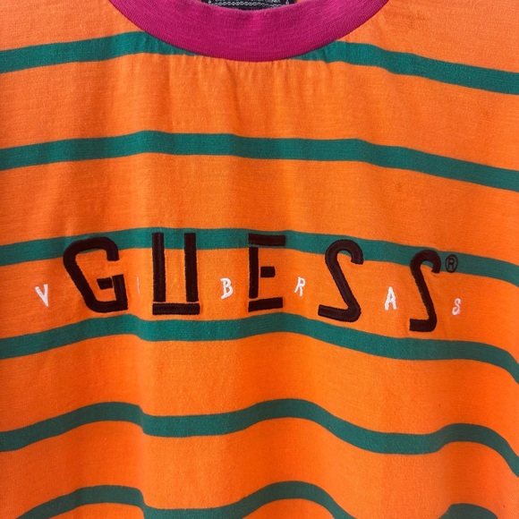 Guess x J Balvin Vibras Orange Striped Logo Short Sleeve Tee - Picture 3 of 6